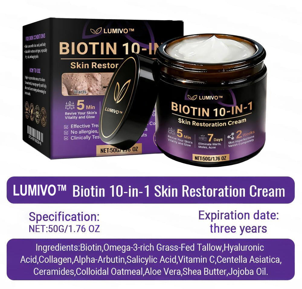 Made and Shipped from USA ✨LUMIVO™  Biotin 10-in-1 Skin Restoration Cream 🍀