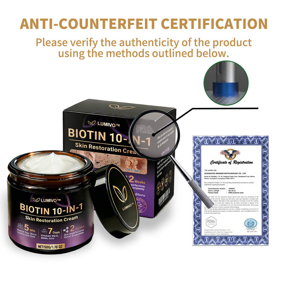 Made and Shipped from USA ✨LUMIVO™  Biotin 10-in-1 Skin Restoration Cream 🍀