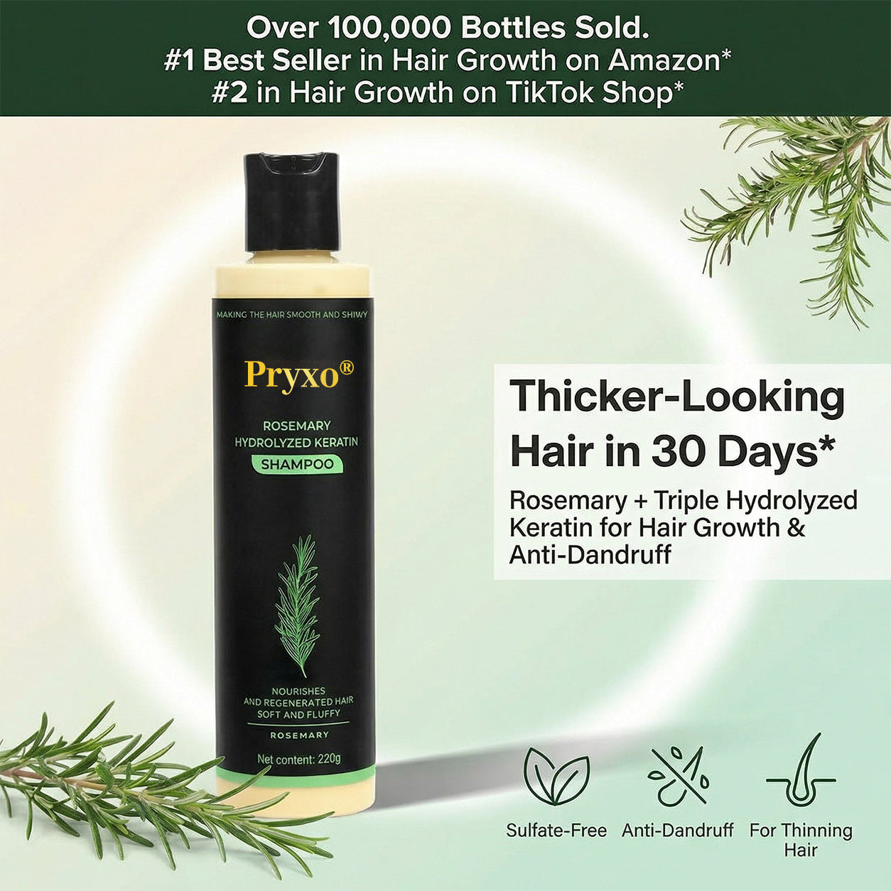 🔥 50% OFF For The Next 3 Hours Only! Pryxo® Rosemary Shampoo | Hair Growth & Anti-Dandruff Scalp Treatment