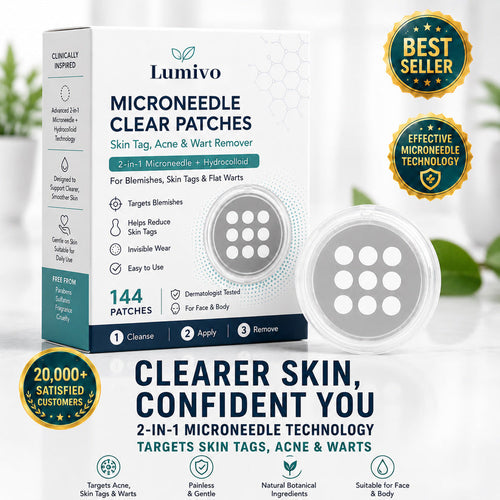 ✨Limited-Time Sale Ends Soon | Lumivo® 2-in-1 Microneedle Hydrocolloid Patches for Moles, Acne, Warts & Skin Tags