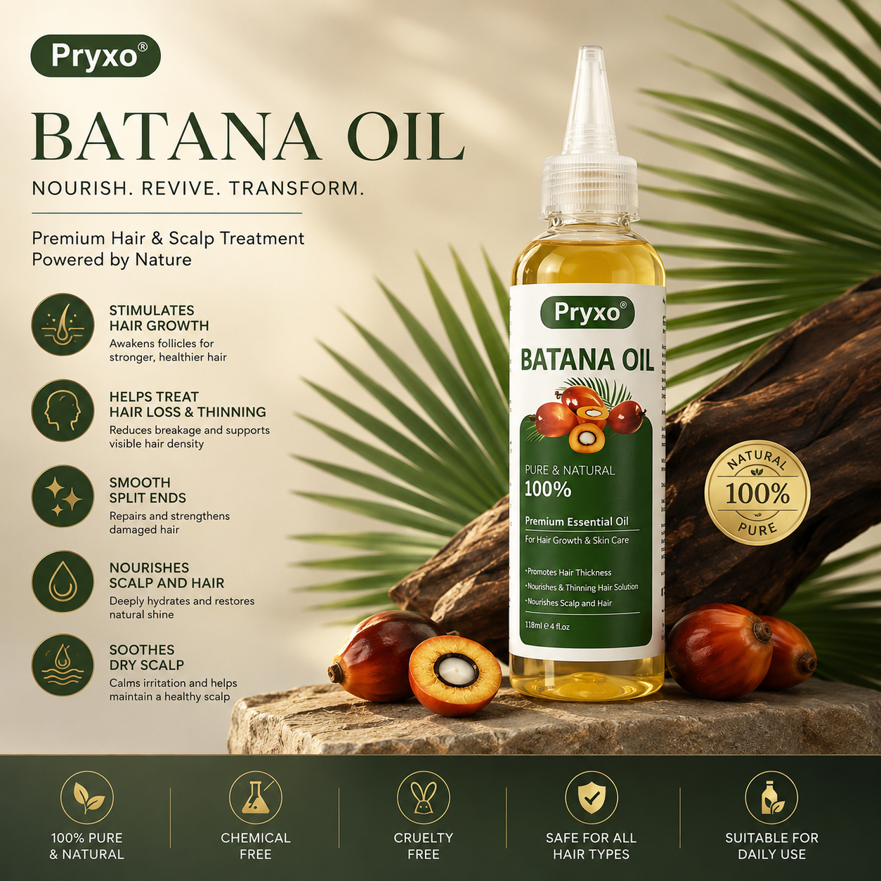 Pryxo® Batana Oil – For Noticeably Thinning Hair & Excessive Shedding