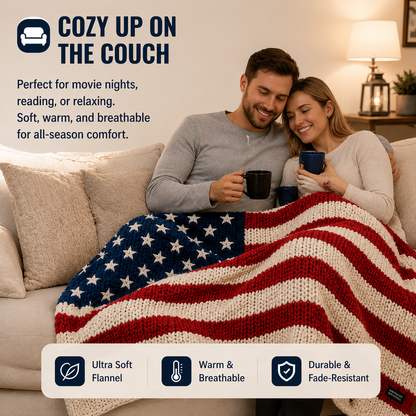 🇺🇸❤️American Flag Flannel Blanket — Ultra-Soft Flannel | Non-Shedding | Suitable for All Seasons